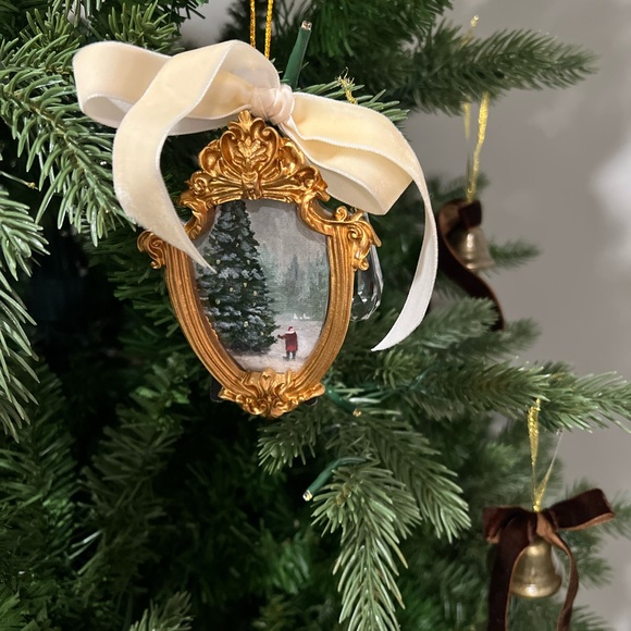 “Christmas Magic” Gold Holiday Ornament with Cream Ribbon - Picture 4 of 5